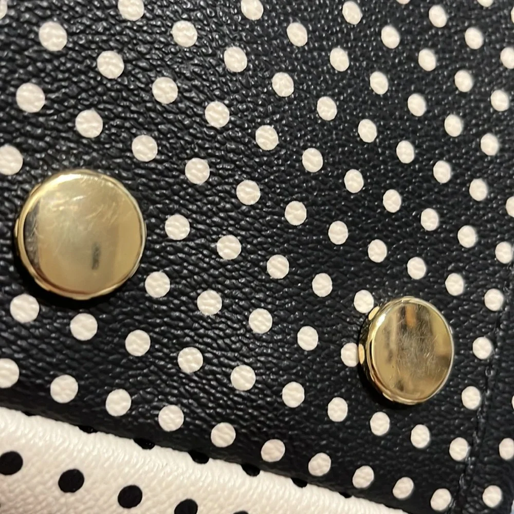 Fossil Black and White Polka Dot Bag with Tan Accents - Picture 4 of 14